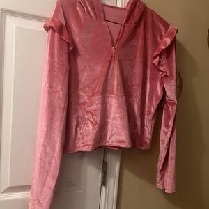 2pc Pink Velvet Hoodie with matching Skirt